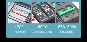 Duvara monte güneş pili bağlantı kutusu 1 1 Out 2 in 1 Out ile kesme anahtarı ve sigorta ABS malzeme IP65 koruma seviyesi - Product Image 5