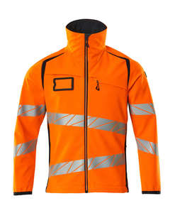 Chaqueta Softshell larga de invierno para hombre, soporte bordado, cremallera reflectante fluorescente, estilo de calle, servicio OEM disponible - Product Image 1
