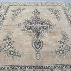 Alfombra Turca Vintage de 9.8x10.4 pies (298x318 cm), Alfombra Marrón con Diseño de Plantas y Árboles - Product Image 5