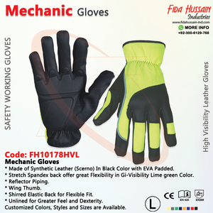 Guantes de mecánico de seguridad de cuero sintético de alta visibilidad Guantes DE TRABAJO resistentes sin forro Reflector Piping Mechanikerhandschuhe - Product Image 6