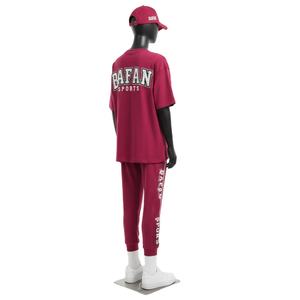 Ensemble 2 pièces streetwear femme en coton, tissu jersey lisse 180 GSM, logo imprimé bordeaux intense, tenue pour femmes - Product Image 5