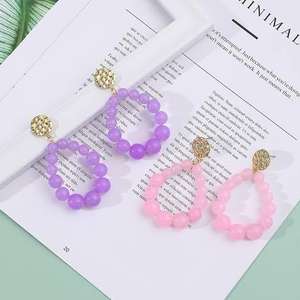 European Fashion <b>Gold</b> Plated Female <b>Earrings</b> Hot Selling Colorful Bead Exaggerated <b>Drop</b> Hoop <b>Earrings</b> for Women's Parties - Product Image 3