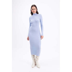 Robe crayon en tricot à col haut - Bleu - Product Image 3