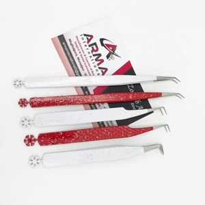 Pinzas de aislamiento de 90 grados brillantes Pinzas de extensión de pestañas de acero inoxidable con diseño y logotipo CNC personalizados - Product Image 2