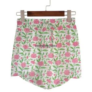 Jaipur Block Print Wrap Shorts Women's Summer Loungewear Cotton Block Print Wrap Shorts Beach Girls Collection <b>Baby</b> Doll Style - Product Image 1