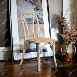 Silla de comedor de madera maciza de lujo ligera de diseño moderno, silla de ocio Retro con respaldo cruzado para restaurante, uso en eventos, Sillas apilables - Product Image 5