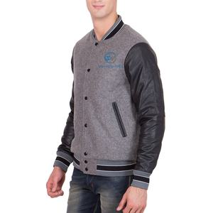 Chaqueta Universitaria de Cuero Estilo Streetwear Más Vendida para Hombre, Chaqueta Universitaria con Mangas de Cuero y Logotipo Personalizado, Servicio OEM - Product Image 3