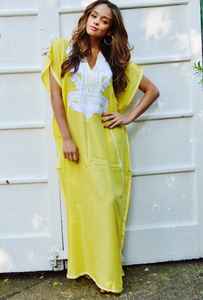 เดรสคาฟตันปักลายสำหรับผู้หญิงสไตล์หวาน, เดรสผ้าทอเอวยาวถึงพื้นและซักได้สำหรับฤดูร้อน - Product Image 3