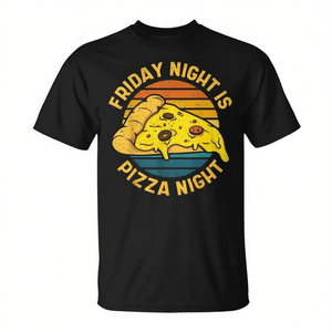 Camiseta Friday Is Pizza Night Negra Unisex para Adulto, Talla Mediana, Cuello Redondo, Manga Corta, Serigrafiada, Promocional - Product Image 2