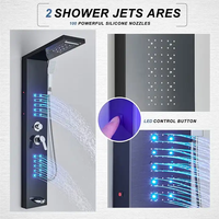 2023 Europe Style LED pluie cascade tête en acier inoxydable mural pluie douche salle de bain panneau de douche système de tour
