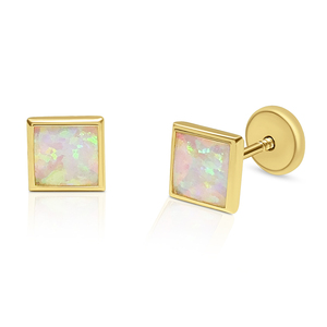 Boucles d'Oreilles Carrées Opale Stone Gold Fashion - Product Image 1