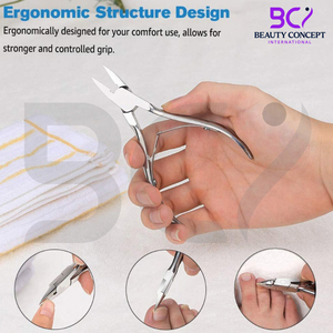 Cortauñas de acero inoxidable hechos a mano con cuchilla curva y apertura de mandíbula ancha, herramienta profesional y duradera para podología. - Product Image 4