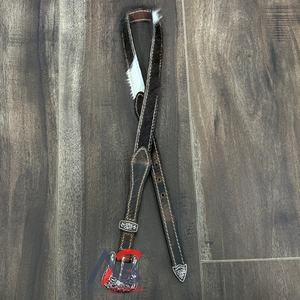 Correa de Sombrero Vaquero de Cuero Vacuno Genuino Occidental con Pelo, Ajustable, con Hebilla Grabada para Unisex - Product Image 1