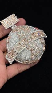 RB Gems Custom 925 Sterling Silver Moissanite Diamond Pendant 3D Rose Gold 3D ROUND Baguette Setting Hip-Hop Style para hombres - Product Image 5