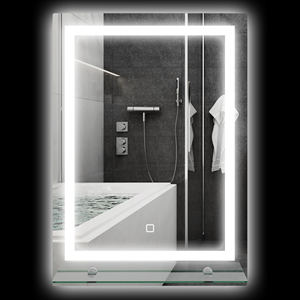 Espejo de baño con luz LED ajustable de 3 colores kleankin con estante de vidrio, 50x12x70cm, plateado - Product Image 1