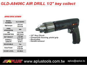 GLD-A8406 APLUS, MANDRIN 1/2 ", PERCEUSE À AIR, BOÎTIER COMPOSITE RÉVERSIBLE, TYPE D'ENGRENAGE, 660 RPM - Product Image 2