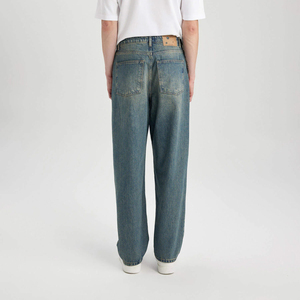 กางเกงยีนส์สีน้ำเงินของผู้ชายคุณภาพสูงกางเกงยีนส์ทรงหลวมผ่าตรงเอวกลางแบบทางการสำหรับฤดูใบไม้ผลิฤดูใบไม้ร่วง - Product Image 4