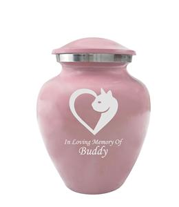 Pink Pet Cremation Urns, Urn for Cats, <b>Dogs</b>, Artwork Cremation Urn, <b>Ash</b> Urns with Personalized Engraving (Cat Heart) - Product Image 1
