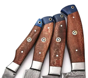 Ensemble de couteaux de cuisine personnalisés, lame solide, couteau de cuisine, couverts, manche en bois, acier inoxydable à haute teneur en carbone, qualité supérieure, robuste, rose - Product Image 4