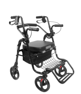 Deambulatore con Sedia (2 in 1 Combo), Rollator in Alluminio con Sedile, Telaio Robusto e Schienale Girevole Colore Nero - KMINA K1004 - Product Image 2