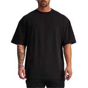 Vente en gros T-shirt à manches courtes de couleur unie Logo imprimé vierge 2024 100% coton T-shirt noir surdimensionné en coton lourd de 230 grammes pour hommes - Product Image 1