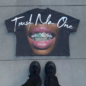 Camiseta de Hombre de Algodón Tejido, Corte Holgado, Cuello Redondo, Estampado Animal, 250g, Transpirable, Anti-Pilling, Manga Corta - Product Image 1