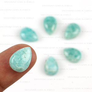 Fournisseur en gros Amazonite naturelle 10x14mm cabochon en forme de poire calibré à dos plat Quartz vert organique pour la fabrication de bijoux - Product Image 6