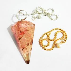 Péndulo de orgón de cuarzo rosa con Chips de piedras preciosas - Product Image 1