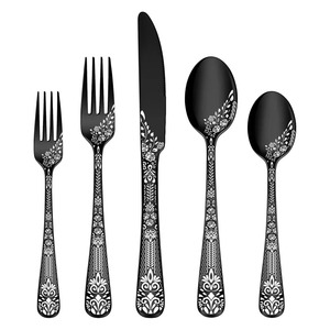 Ensemble de couverts de luxe en bois pour mariage avec motifs floraux et roses gravés au laser, couverts robustes et écologiques - Product Image 3