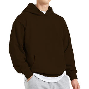 เสื้อฮู้ดและสเวตเตอร์ของผู้ชายเสื้อสวมหัวทรงหลวมโอเวอร์ไซส์ผ้าคอตตอนสีเรียบ - Product Image 5