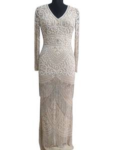 Elegante y Sexy Vestido de Fiesta Largo Blanco Nude con Lentejuelas, Cuentas y Bordado a Mano, Estilo Princesa - Product Image 5