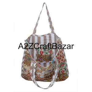Stylish Womens Cotton Quilted <b>Tote</b> <b>Bag</b> Handcrafted With Indian Block Print For Shopping Beach <b>Travel</b> And Office - Product Image 4