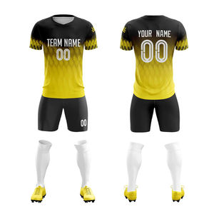 Maillots de football personnalisés de haute qualité, ensembles de maillots de football sublimés, 100% polyester respirant, manches courtes, col en V - Product Image 2