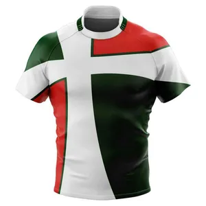 Rugby Jersey Korte Mouw Shirt Op Maat Gesublimeerd Rugby Hoge Kwaliteit Jersey Mannen Groothandel Custom Logo Goedkope Prijs Oem