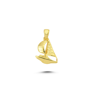 Colgante de buque de oro sólido de 14K, joyería con forma de aleta, collar, colgante de buceo delicado de moda, venta al por mayor de Turquía - Product Image 2