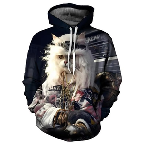 Sudadera con capucha Cool Cat Hip Hop para hombre, ropa de hombre, abrigo con capucha Harajuku Street Trend Y2k, bolsillo con cordón, sudadera de primavera 2025 para hombre - Product Image 2