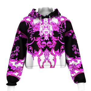 Sublimación de material suave de alta calidad para mujer, Top corto con capucha, manga larga, transpirable, sostenible, superventas, Sudadera con capucha para mujer - Product Image 4