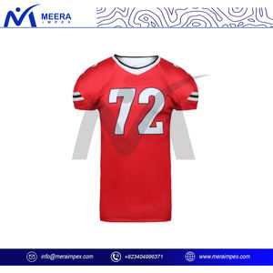 เสื้อฟุตบอลอเมริกันแบบเย็บตะเข็บสำหรับผู้ชายชุดกีฬาที่ทนทานทำจากโพลีเอสเตอร์100% ตามต้องการมีลายแขนสั้นสีทึบ - Product Image 2