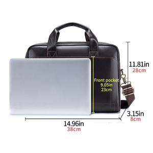 Sac à dos pour ordinateur portable unisexe en cuir véritable avec port de charge USB, fermeture éclair, imperméable, élégant, sacoche professionnelle pour le bureau - Product Image 4