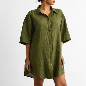 <span class=keywords><strong>Camicie</strong></span> <span class=keywords><strong>da</strong></span> <span class=keywords><strong>Notte</strong></span> in Lino e Cotone per Donne, Camicia <span class=keywords><strong>da</strong></span> <span class=keywords><strong>Notte</strong></span> Organica <span class=keywords><strong>con</strong></span> <span class=keywords><strong>Bottoni</strong></span>, Pigiama Sostenibile a <span class=keywords><strong>Maniche</strong></span> <span class=keywords><strong>Corte</strong></span> - Product Image 3