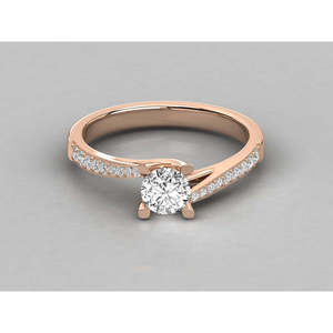 Bague pour femme en or 14 carats avec diamant solitaire rond de laboratoire, bagues en diamant brillant - Product Image 5