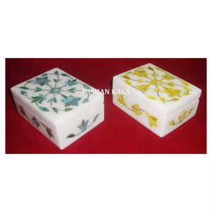 Unique Floral Design Handmade Natural <b>White</b> Marble Mother of Pearl Inlay Design Jewelry <b>Boxes</b> With Gifting Purpose <b>Boxes</b> - Product Image 1