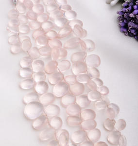 ลูกปัดโรสควอตซ์ทรงรีเรียบธรรมชาติสำหรับทำเครื่องประดับอัญมณี - Product Image 1