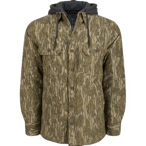 Veste chemise à capuche en flanelle à carreaux surdimensionnés brodés personnalisés Veste à capuche pour hommes à manches longues Streetwear décontracté Haut tendance en plein air - Product Image 1