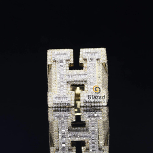 แหวนฮิปฮอปทำจากเพชรที่สวยงามและตัดแบบบาแกตต์สำหรับปลูกในห้องแล็บ925เงินสเตอร์ลิง - Product Image 1