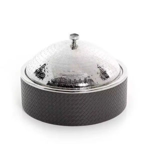 Modern Stainless Steel Hotpot with Resin Wooden Outer Decorative Casserole High-Quality <b>Food</b> <b>Warming</b> Latest Metal <b>Food</b> Warmer - Product Image 5