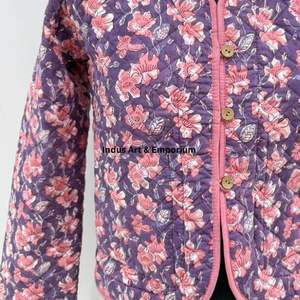 Chaqueta Acolchada de Algodón Vintage Hecha a Mano, Chaqueta Jaipuri de Algodón Vintage de Manga Larga - Product Image 4