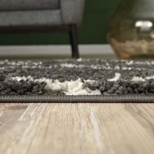 พรมขนสัตว์เทียมสีเทาเข้มสไตล์โมร็อกโก 640-Tufted ขนกระต่ายเทียม สำหรับห้องนั่งเล่น พรมรูปทรงสี่เหลี่ยมคลาสสิก ตกแต่งทางเดิน ห้องนอนวัยรุ่น - Product Image 5
