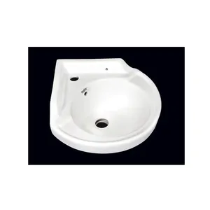 Amplamente Venda Por Atacado De Alta Qualidade 100% Material Cerâmico 9L Capacidade Branco Ceramic Corner Round Wall Pendurado Lavatório Sink