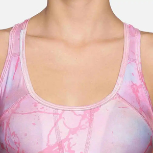Women Pink Tie <b>Dye</b> Sports Bra Scoop Neck Racerback Medium Support Breathable Fitness Bra Printed Spandex Polyester - Product Image 6